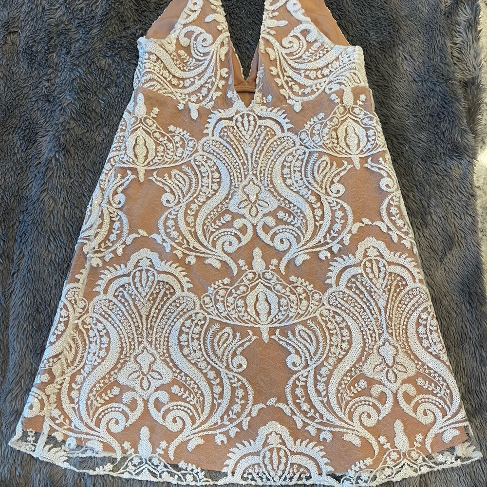 Free People Night Shimmers Nude mini dress size 0 - Picture 2 of 3